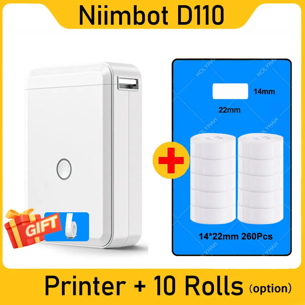 NiiMbot D110 Portable Label Maker Wireless Label Printer Tape Included Multiple Templates Available for Phone  Office Home