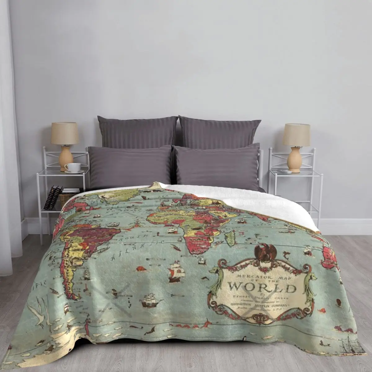 1931 г. винтажный плед с картой мира покрывало на кровать мягкие покрывала