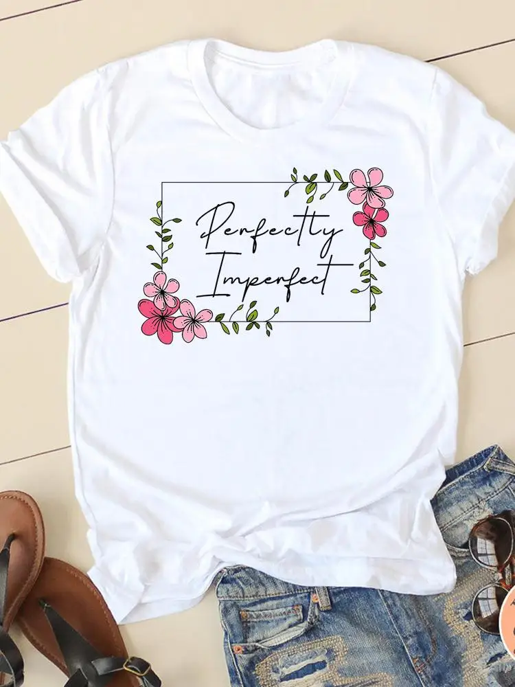 

Clothes Summer Letter 90s Style Flower Casual Short Sleeve Ladies Print T-shirts Clothing Women T Fashion Female Graphic Tee