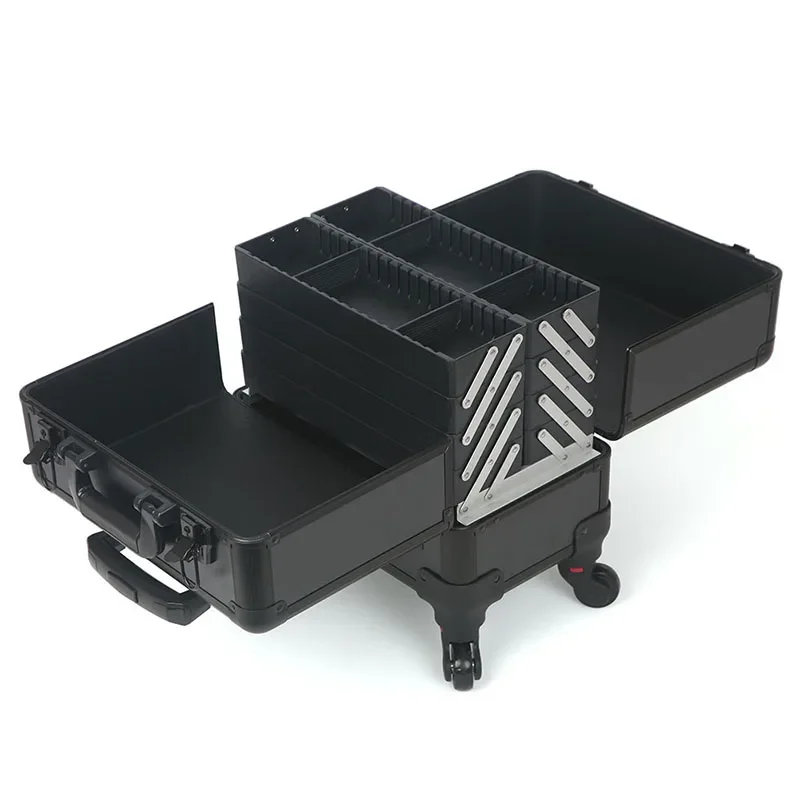 Тележка из алюминиевого сплава коробка для макияжа портативный текстурный ящик