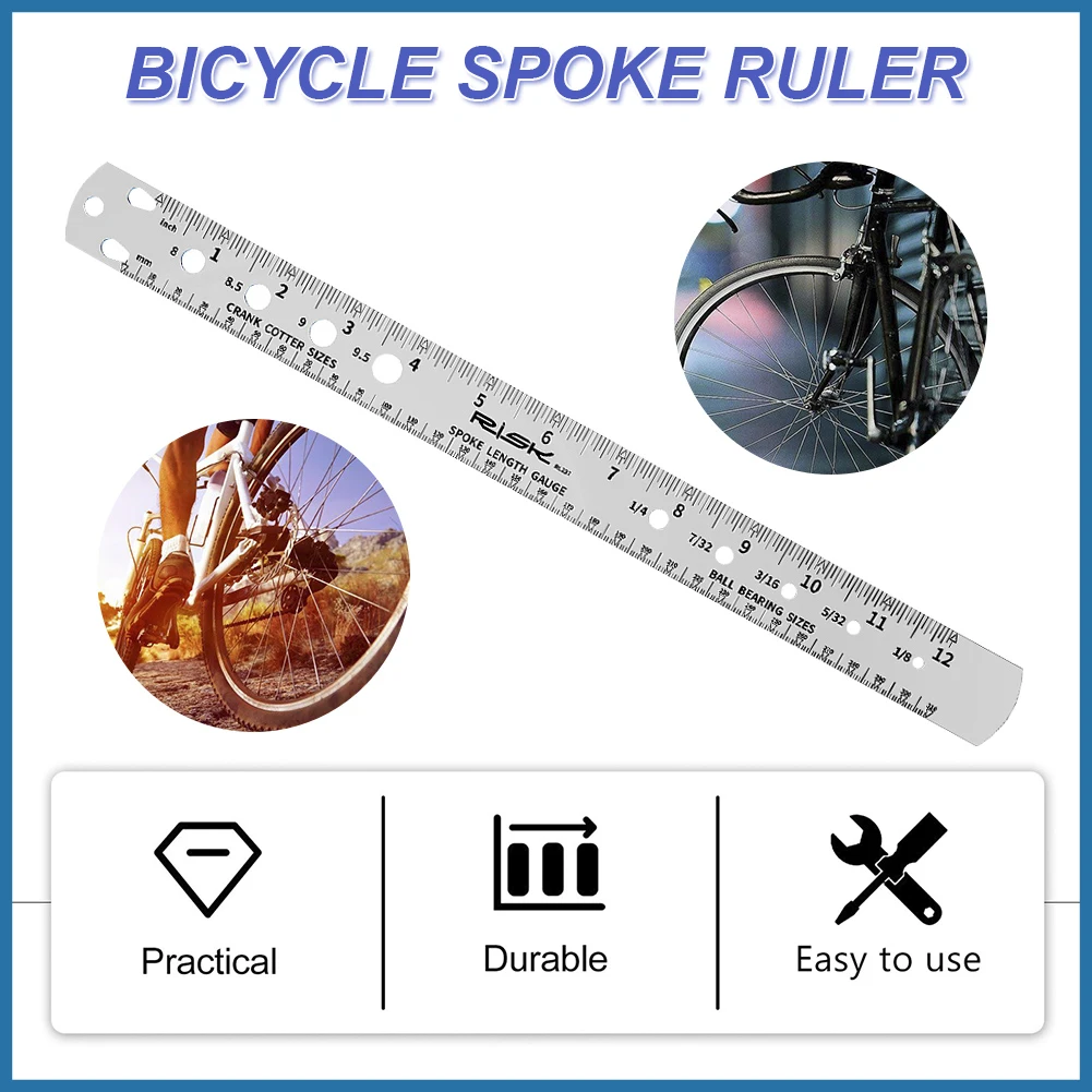 

Bicycle Spoke Tool Double Sided Bike Spoke Length Measuring Gauge Crank Cotter Pin Ball Bearing Measuring Ruler Bike Accessories