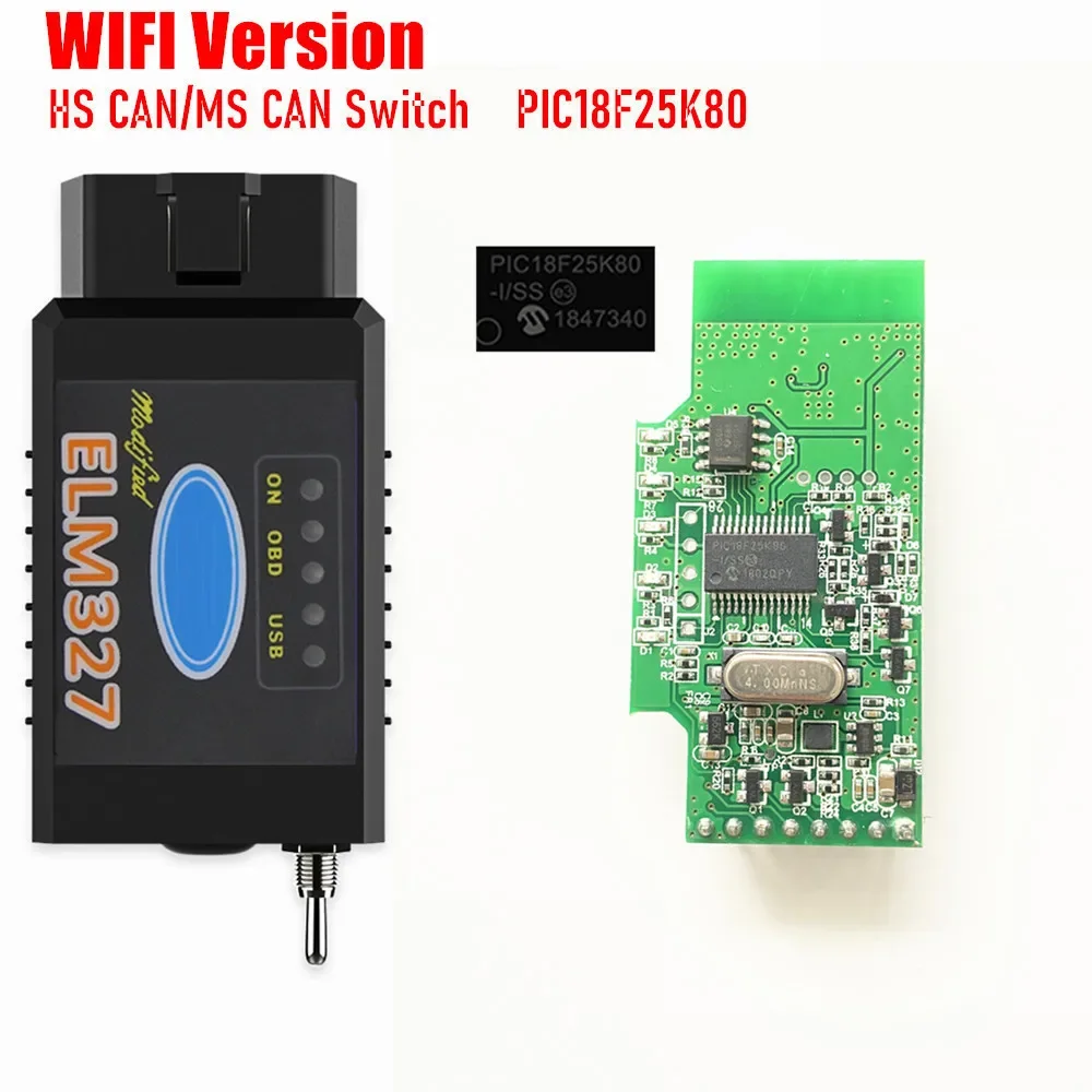 

ELM327 V1.5 PIC18F25K80 FTDI/CH340 со сканером кода переключателя OBD2 Bluetooth Elm327 WIFI для диагностического инструмента Ford Forscan