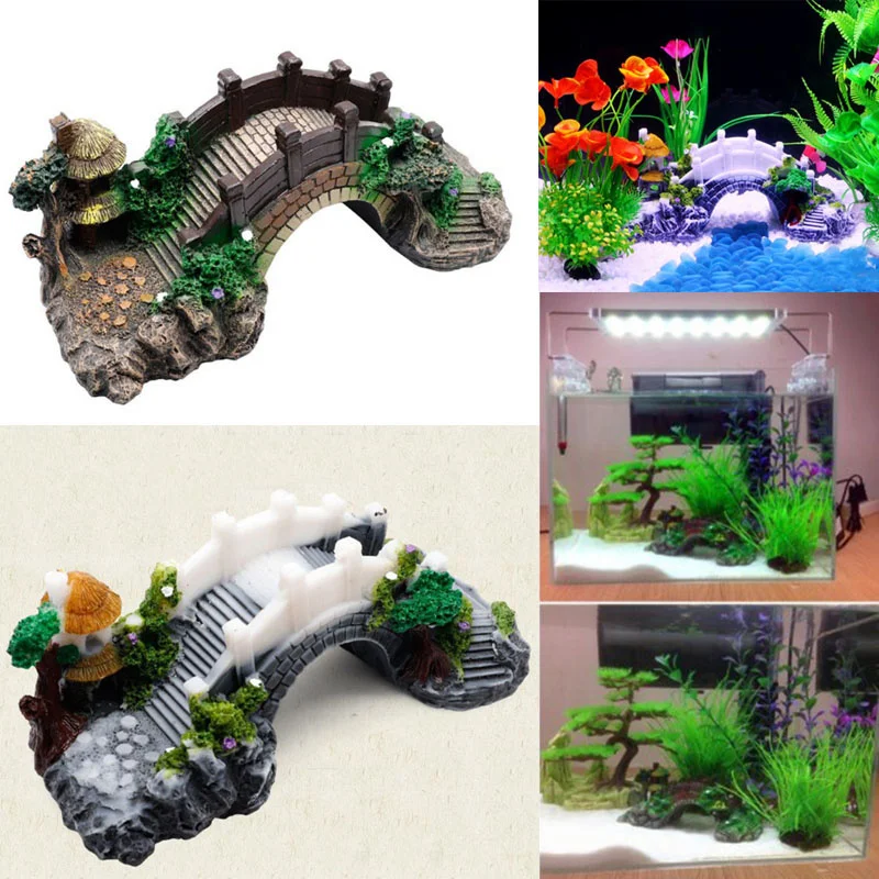 

Aquarium Resin Bridge Decoration Rocks Fish Tank Ornaments Decor Landscaping Rockery Mountain Bridge Hiding Cave Pet Supplies