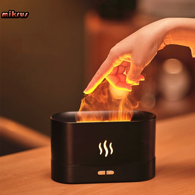 Simulation Flame Light Aromatherapy Diffuser USB Ultrasonic Essential Oil Diffuser Auto Shut-off For Home Aroma Air Humidifier