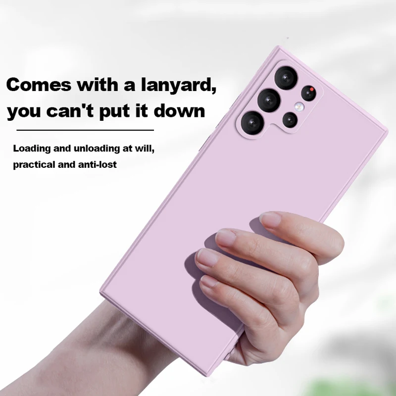 Роскошный квадратный Оригинальный чехол из жидкого силикона для Samsung S23 S22 S21 FE S20