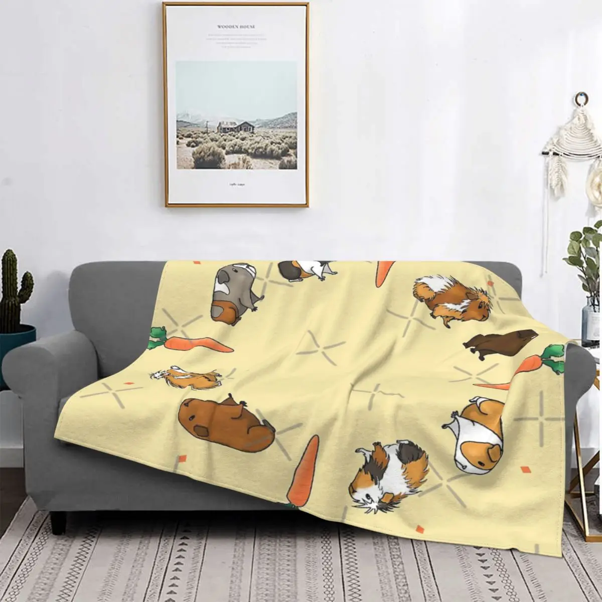 

Manta de conejillo de indias para cama, colcha a cuadros, alfombra, colcha Kawaii, 135