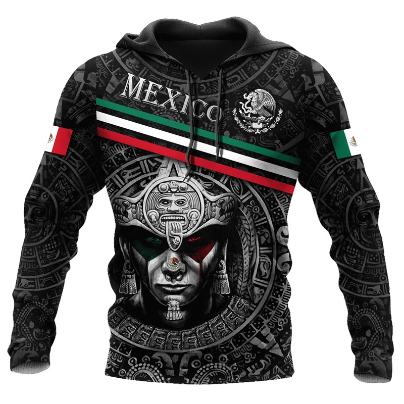 

Mexico Aztec Graphic Hoodie Men Clothing Vintage 3D Mexican Goth Horror Print New in Hoodies Women Harajuku Fashion y2k Pullover