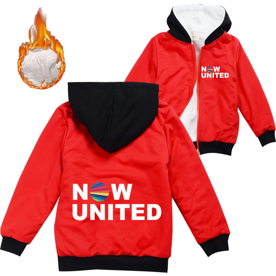 

2022 Winter Fashion Now United Sweatshirt Kids Hooded Zipper Jacket Teens Boys Warm Clothes Toddler Girls Thicken Casual Outwear