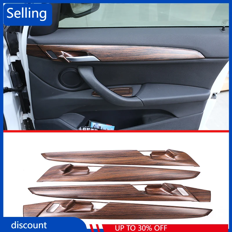 

4 Pcs For BMW X1 F48 2016-2019 Pine Wood Grain ABS Car Interior Door Panel Cover Trim Accessories fast ship