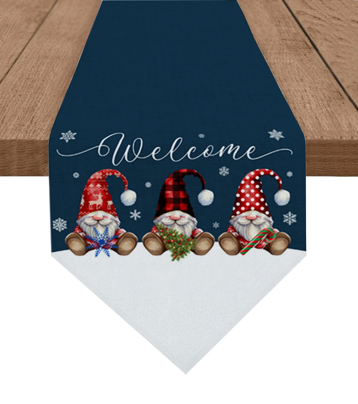 

Christmas Snowflake Gnome Table Runner Wedding Decor Tablecloth Holiday Party Home Dining Table Decoration