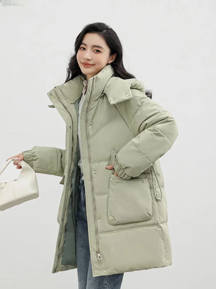 Красное женское пальто на хлопковой подкладке новинка 2024 зимняя куртка новая