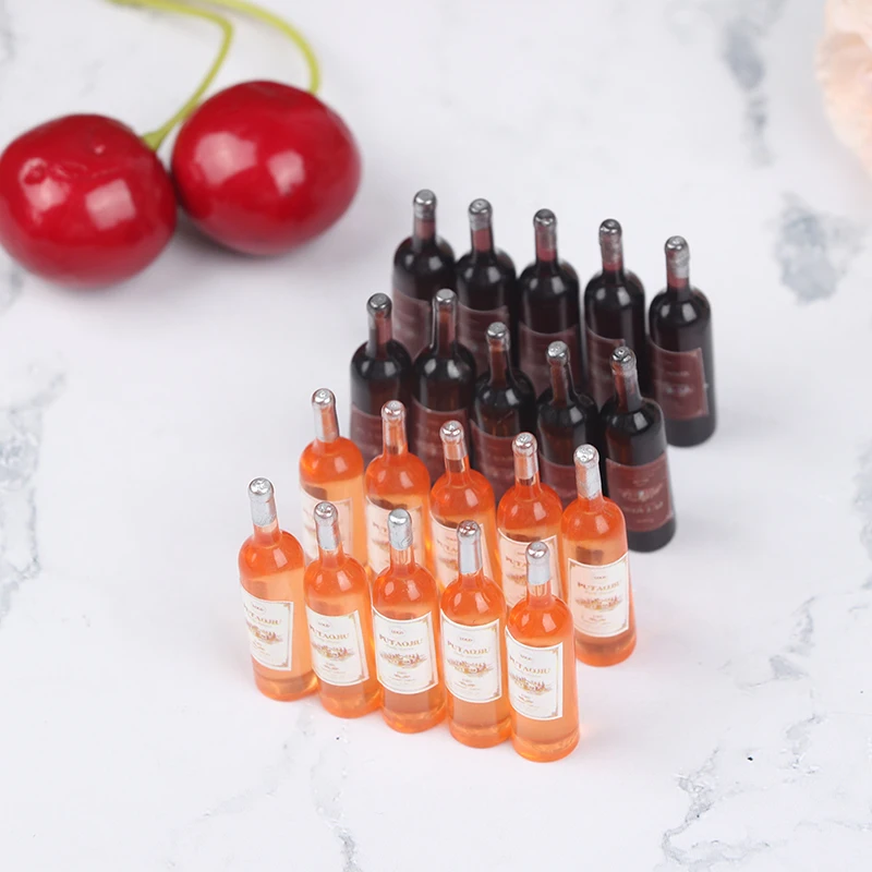 

10Pcs 1/12 Simulation Drinks Red Wine Bottles Model Toys Set For Doll House Decoration Kitchen Toys Accessories miniaturas