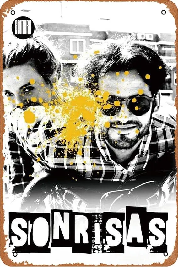 Smles Flm Move Metl Sgns Decorcn Vntge Tn 12x8 nch ron Pntng Wll Decor Resturnt Br Cfe Club Ktchen