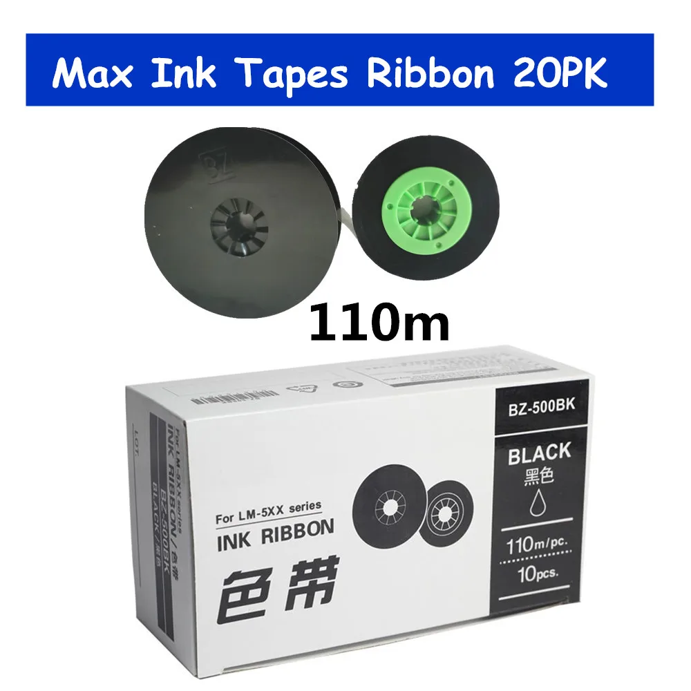 

20PK Max Tape Ink Ribbon 110m For LETATWIN Electronic Lettering Machine Cable ID Printer lm-550a lm-550e Label Maker Typewriter