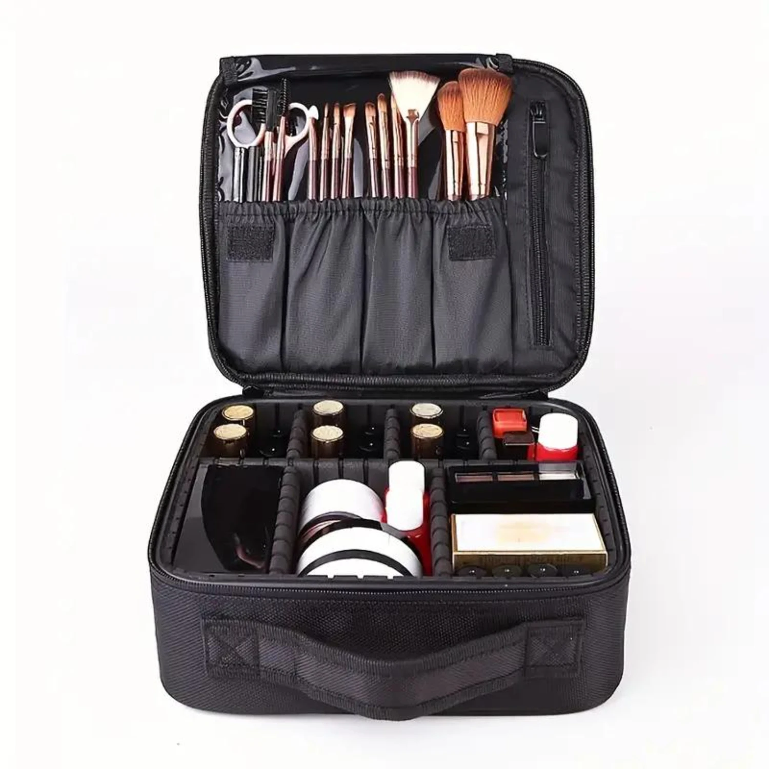Ultra-Portable Cosmetic Organizer Bag - Stylish Dividers & Secure Makeup Case Ideal Travel Companion for Effortless Multifuncti