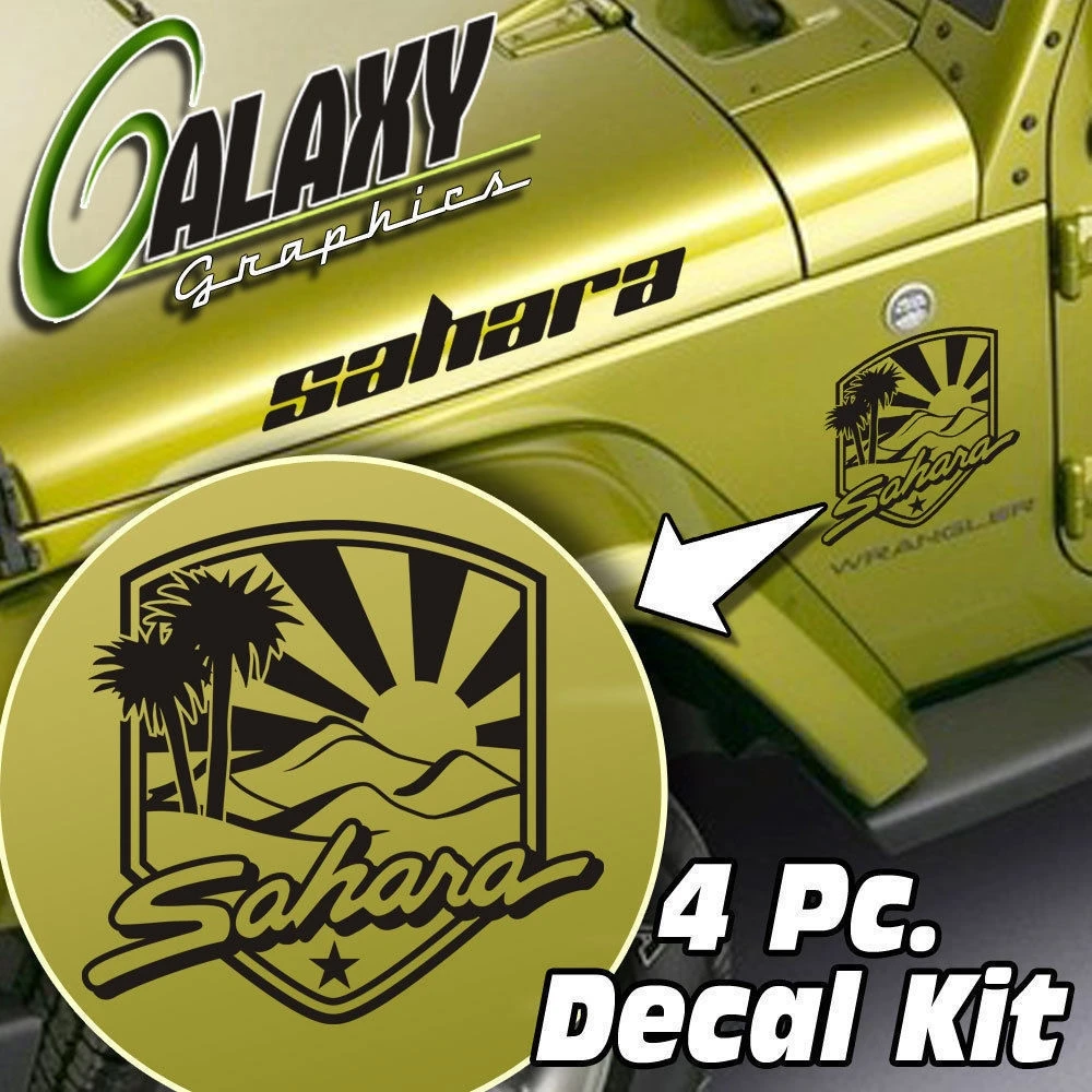 

Для Jeep Wrangler 4 шт. Набор наклеек на капот-наклейка Sahara Badge TJ LJ JK