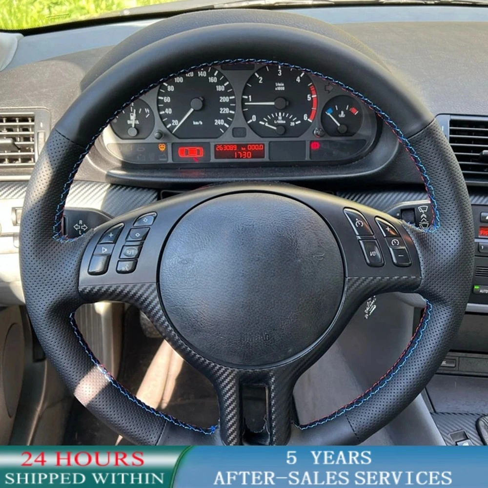 

Оплетка под заказ, Искусственная черная противоскользящая кожа для BMW E46 E39 X5 E53 Z3 E36, автомобильные аксессуары