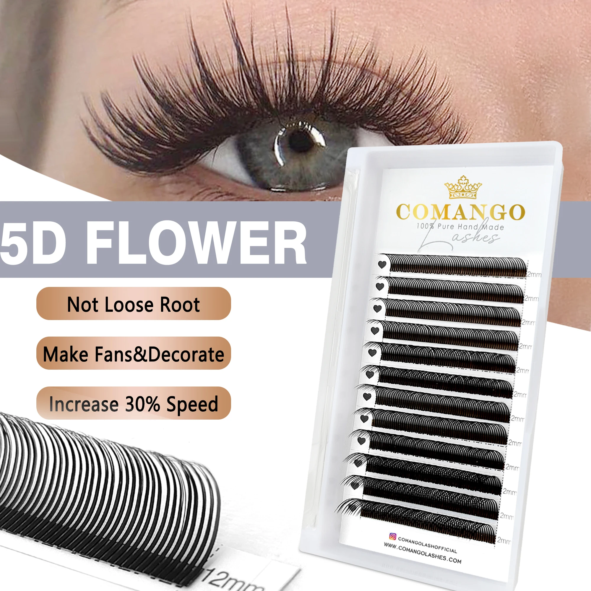 CoMango Wispy Sense Super Soft 5D наращивание ресниц 0 07 C/D готовые объемные вееры натуральный