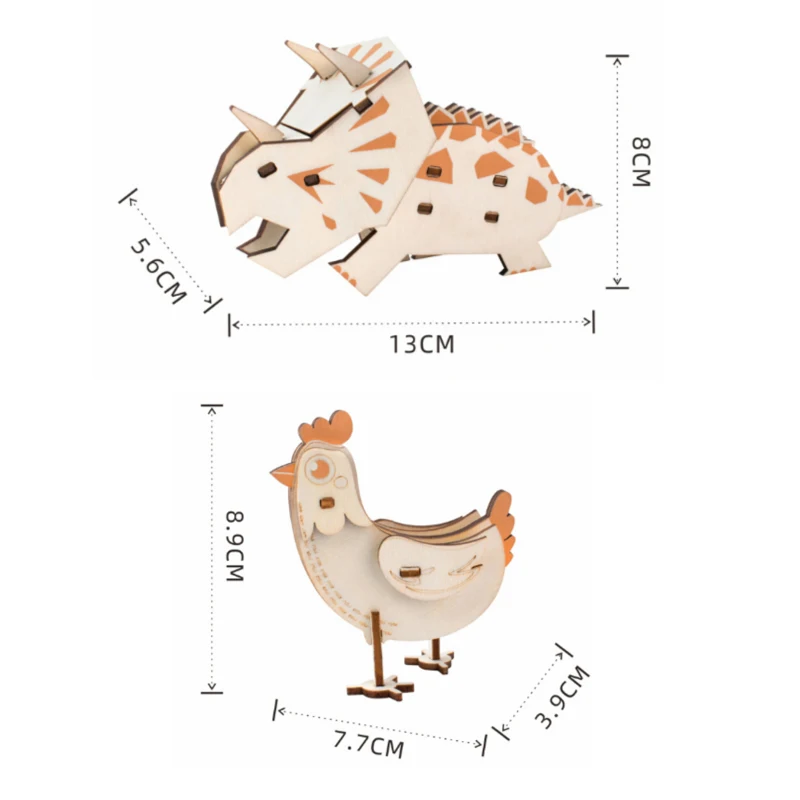 Wooden Puzzle 3D Assembly Model DIY Handmade Toy Animal Assembly Small Ornaments Assembly Kit Children's Toy Parent-child Game 2