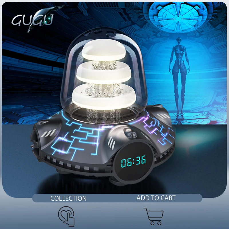 

Bluetooth Speaker Lamp Desktop Clock Night Light Bedside Lamp Cyberpunk Room Office Decor Waterfall Audio Ornament Creative Gift