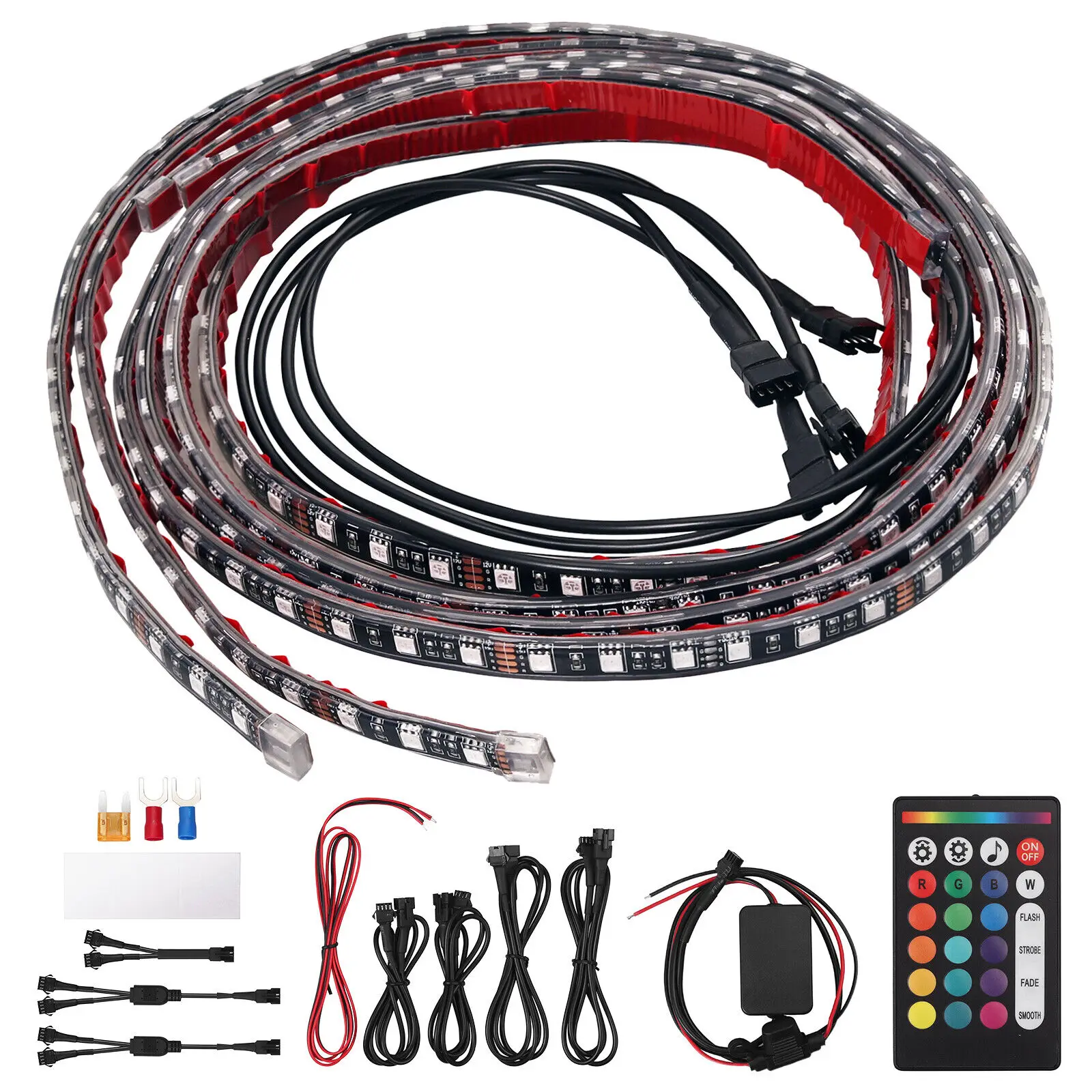 

4Pcs Strip Color Under Car Tube Underglow Underbody System Neon Lights Kit Car Accessories