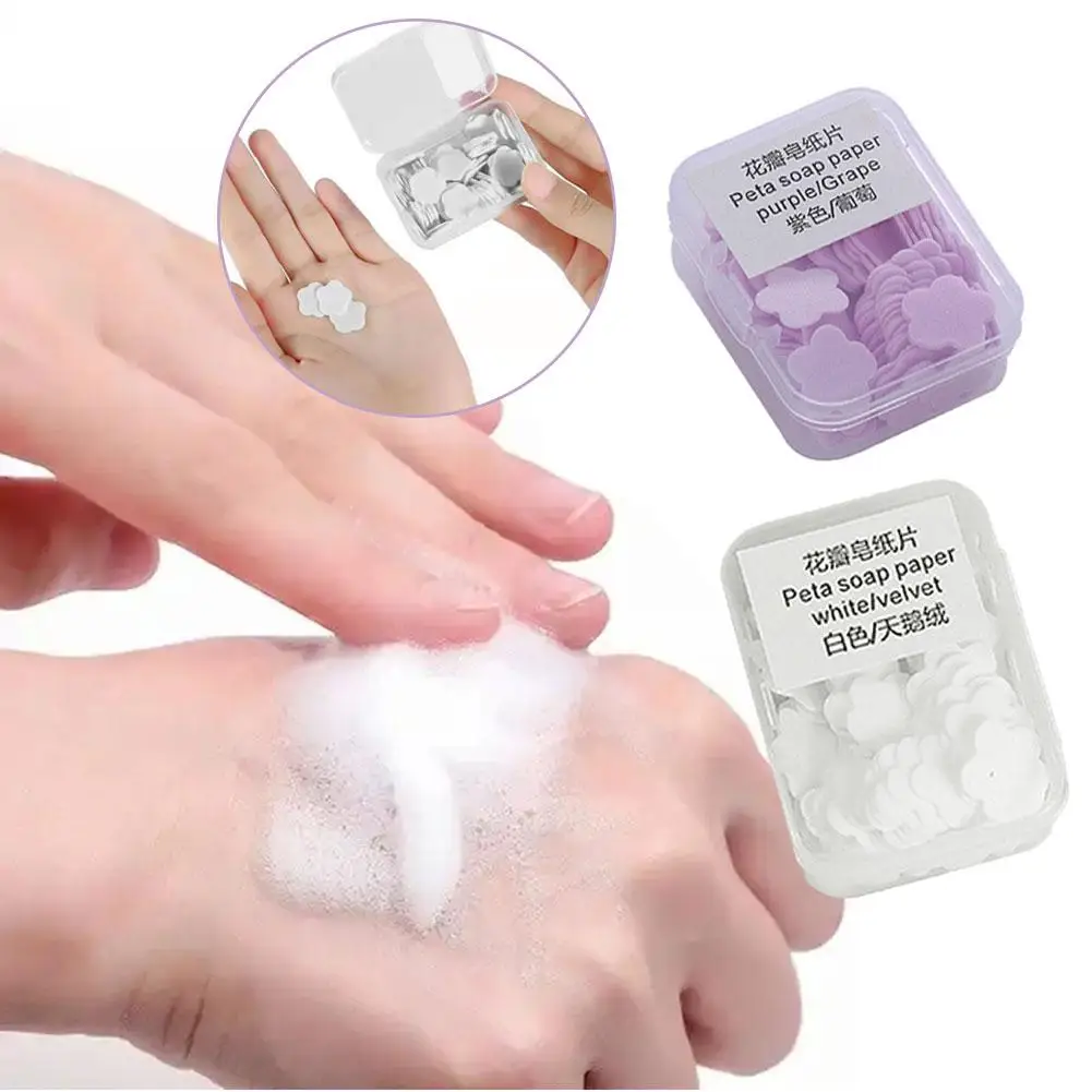 

Disposable Soap Tablets Portable And Portable For Travel Soap Paper And Soap Flakes Flower Petal Hand Sanitizer Cleaning A2S4