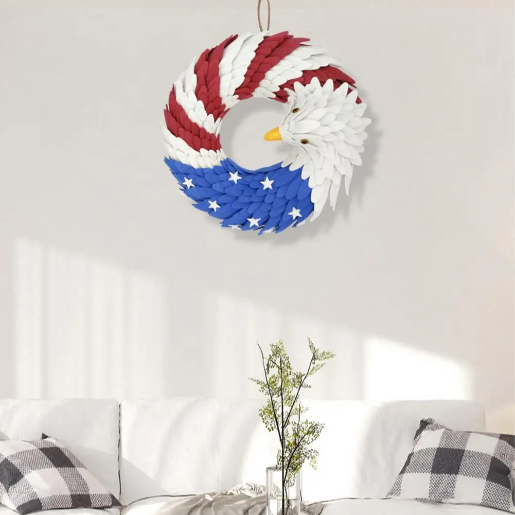 

Патриотический американский флаг орла 4 июля, венок для входной двери, венок на дверь фермерского дома, гирлянда на День независимости Амери...