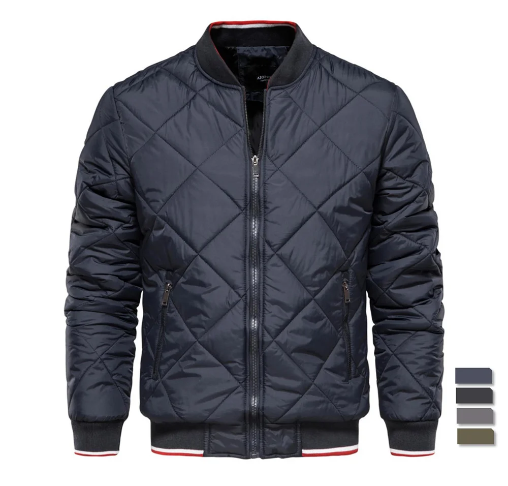 

Argyle Warm Coats Men Solid Color Casual Stand Collar Zipper Parkas for Men Winter High Quality Plus Size Jackets Men