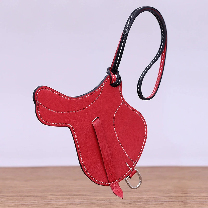 Dimy 2023 New Bunny Pendant Handmade Leather Bag Pendant Car Rearview Mirror Lamb Feather Pendant