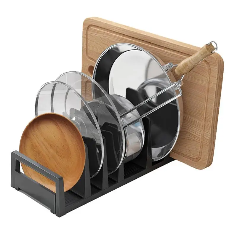 

Dish Drawer Organizer Rust-Proof Plate Stand Household Draining Metal Drawer Stand For Bowls Portable Pot Lid Rack home supplies