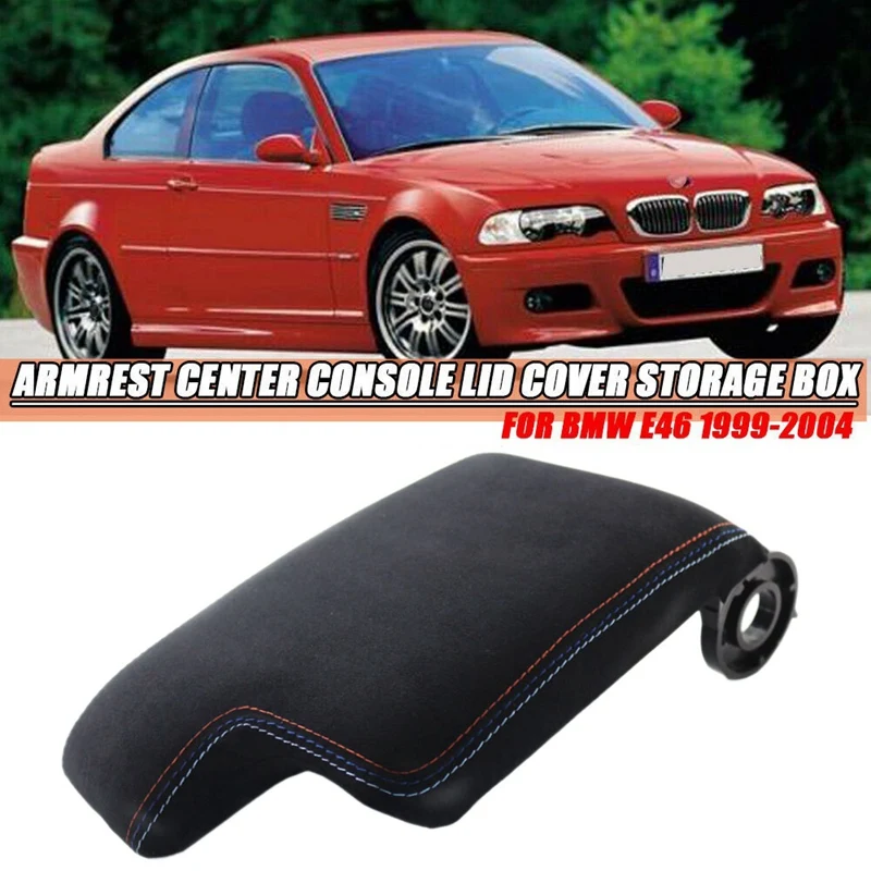 

Black Suede Armrest Box Center Console Lid Cover Storage Box for BMW E46 3 Series 1999-2004