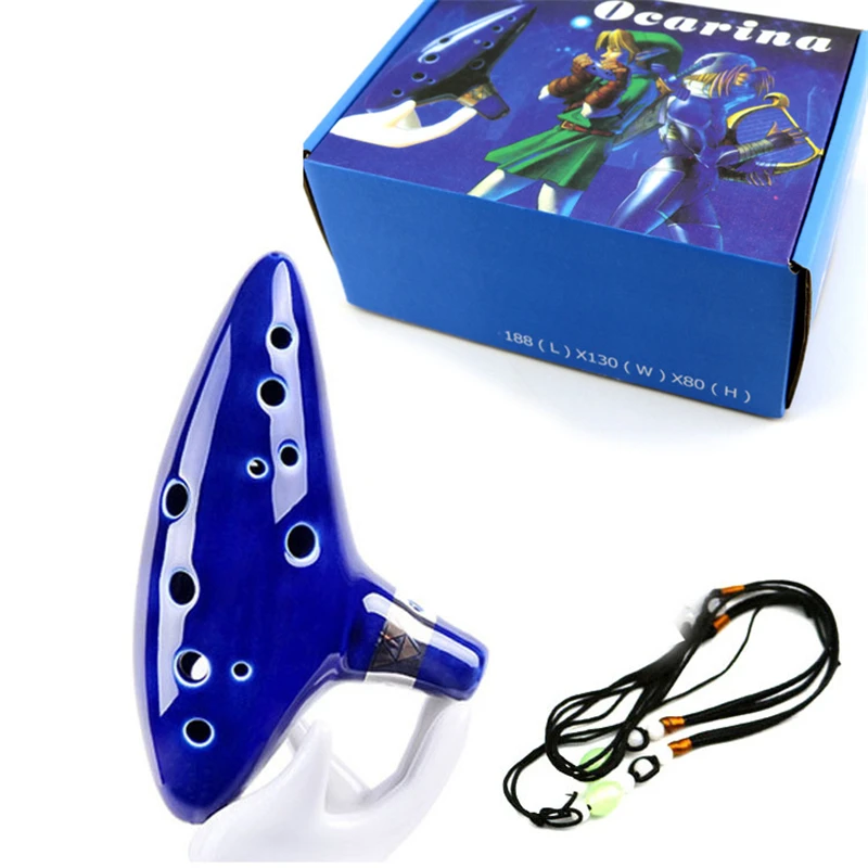 

Game The Legend of Zelda Ocarina of Time 12 Holes Ceramic Alto C Ocarina Flute Blue Inspired Time Musical Instrument Gifts