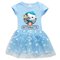 octonauts mesh dress summer short sleeve childrens dress little girls costume cotton baby girl clothing 2 3 4 6 7 8 year