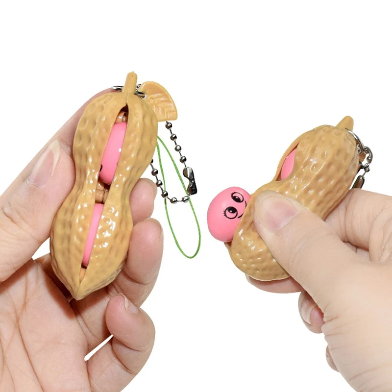 

New Fidget Toys Decompression Peanut Toys Squishy Squeeze Peanut Keychain Cute Stress Adult Sensory Toy Rubber Boys Xmas Gift