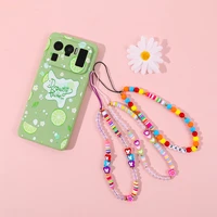 makerslands new iis fashion colorful fruit heart bead mobile phone chain anti lost handmade acrylic strap rope lanyard for girl