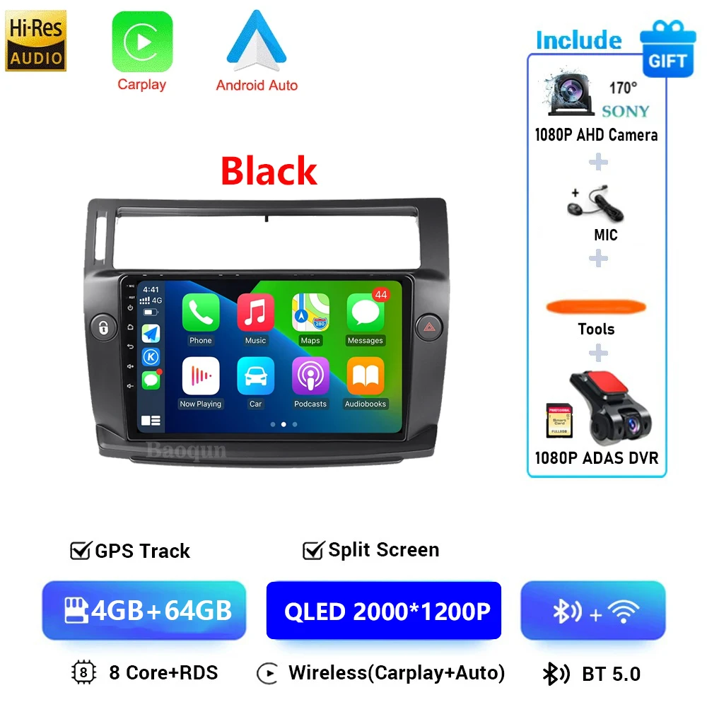 

Android 16 для Citroen C4 C-Triomphe Quatre 2004-2014 Автомобильный радиоприемник Мультимедийный видеоплеер GPS 2Din Android Carplay Стерео DVD 4G