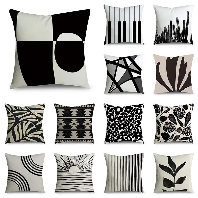 

45x45cm Black White Geometric Cushion Cover Pillowcase Sofa Cushion Decor Pillowcase Home Decor Pillowcase