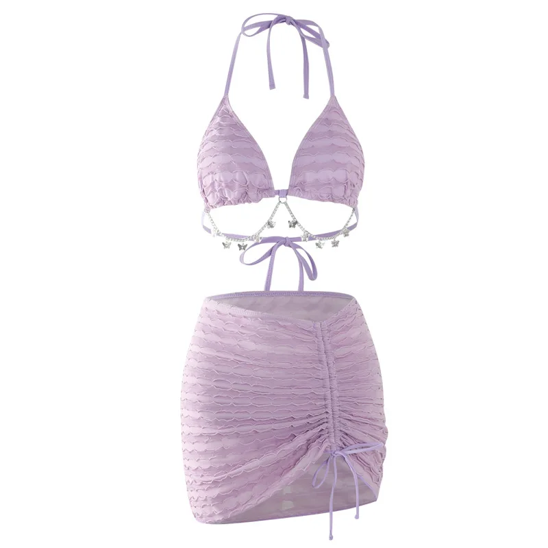 Купальник в Корейском стиле с металлической цепочкой и разрезом для девочек