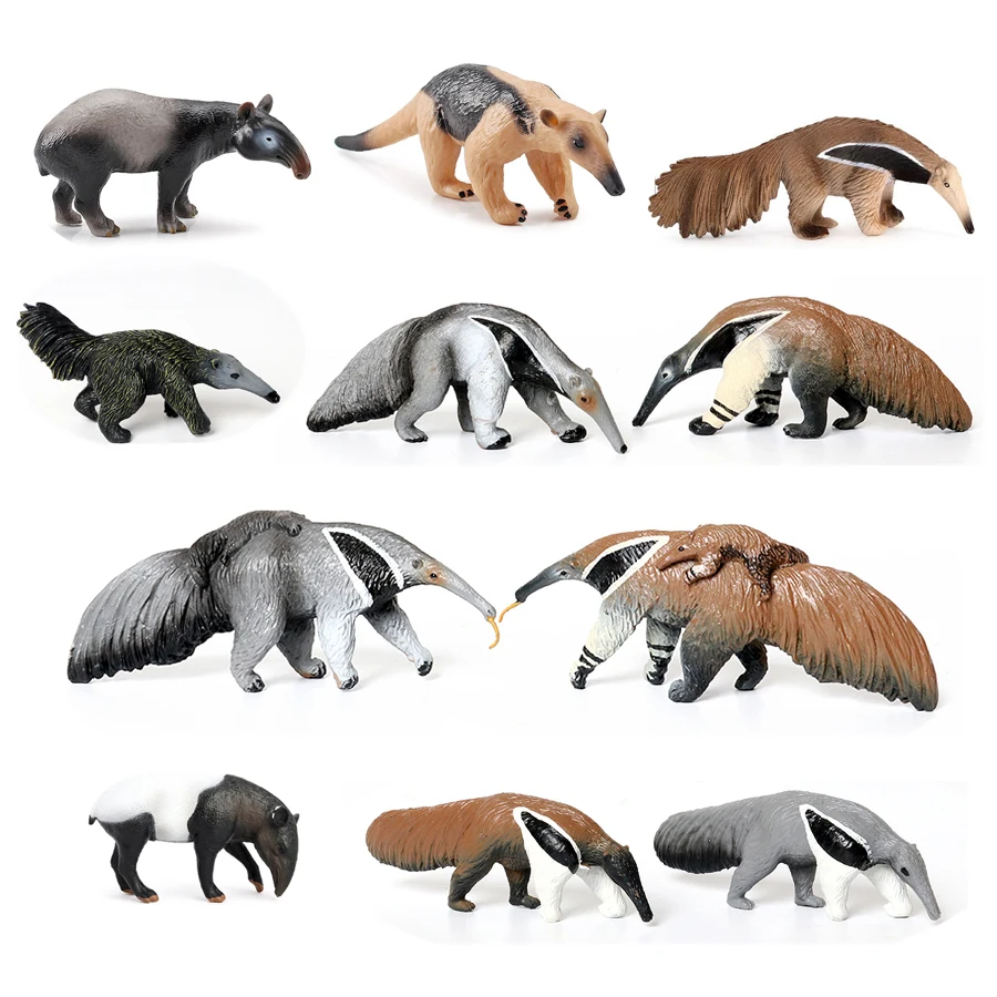 Реалистичные дикие животные, Азиатский тапир, игрушечная фигурка Anteater с кубом, твердые фигурки, модель, детские развивающие когнитивные игрушки