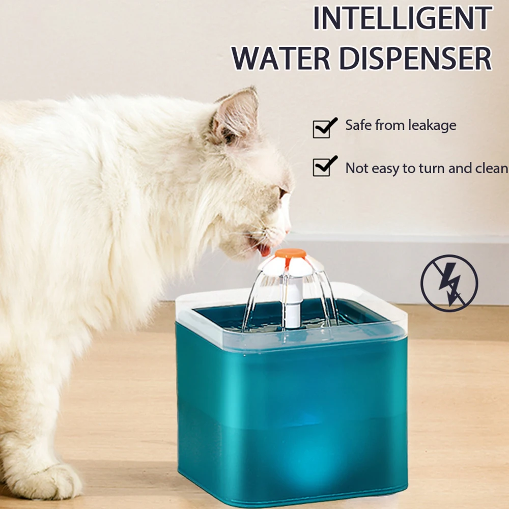 

2L Capacity Automatic Cat Water Fountain with LED Lighting USB Pet Water Dispenser with Recirculate Filtring for Cats Feeder