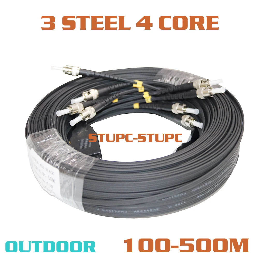 Outdoor 4 Core FTTH Fiber GJYXCH G657A1 STUPC to STUPC 100-500m Single Mode 3 Steel  Fiber Optic Drop Cable enlarge