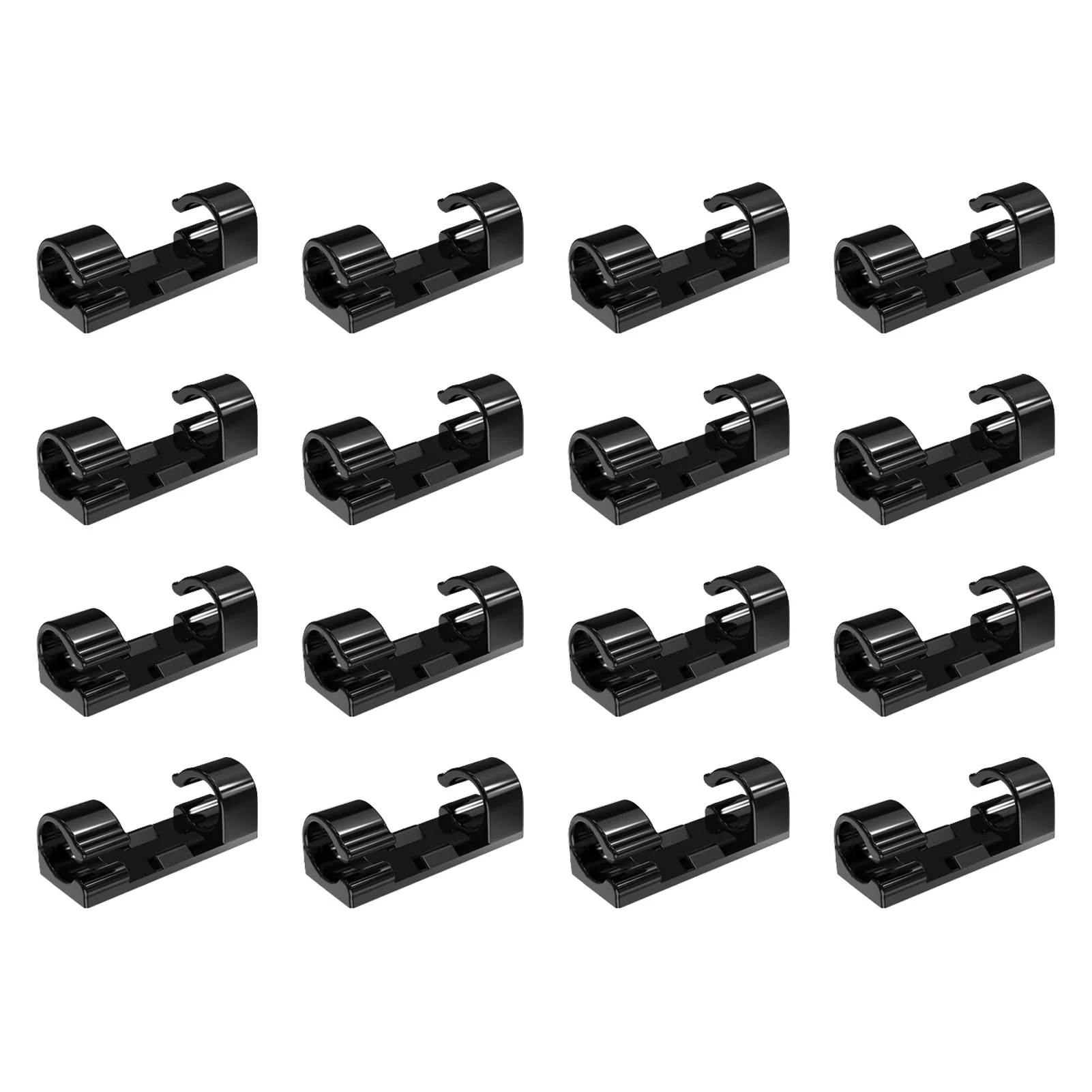 

16 Pcs Cable Clamp Black Large Self Adhesive Wire Cord Management Wire Holder Organizer Clamps For Tv Computer Outlet Power Cord