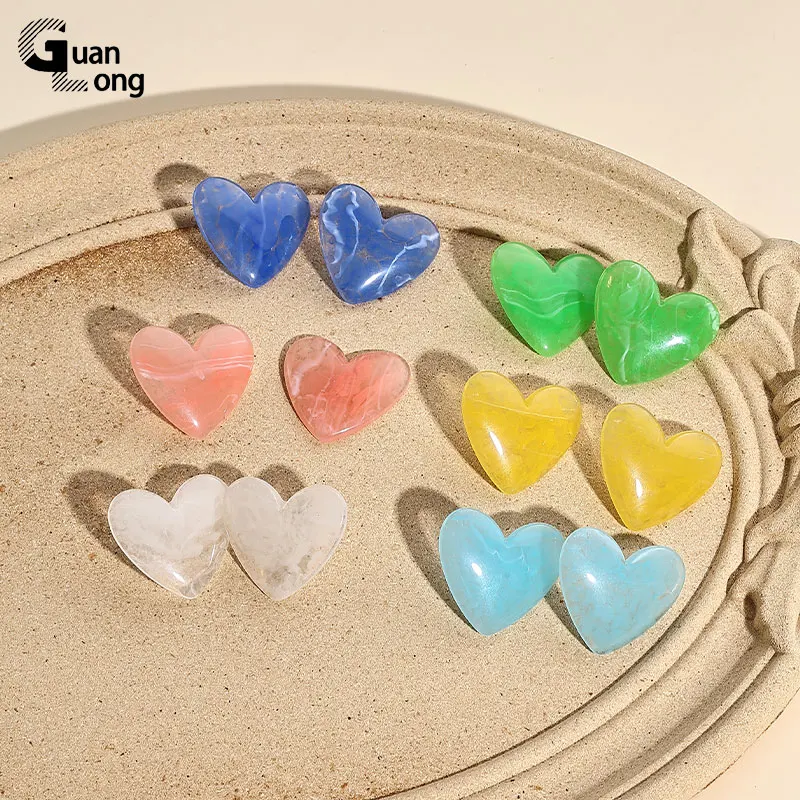 6 пар модных больших красочных сережек-гвоздиков GuanLong для женщин Простые серьги в