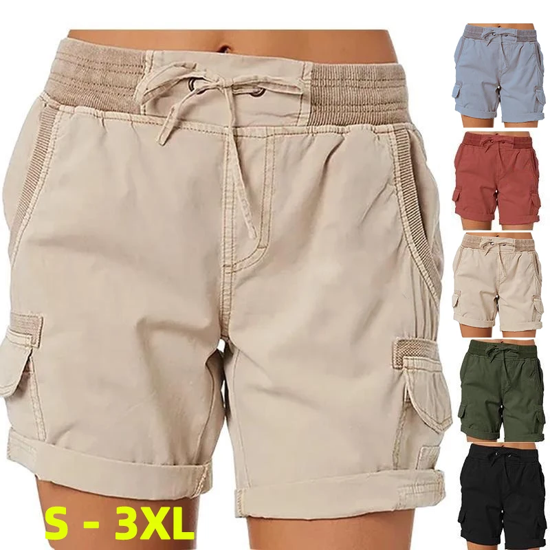 Summer Women Printed High Waist Shorts Fashion Short Pants Female Casual Loose Cargo Shorts S-3XL