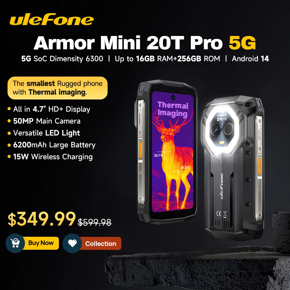 【Новинка 2024 года】Ulefone Armor Mini 20T Pro 4 7-дюймовый прочный телефон с термозакреплением