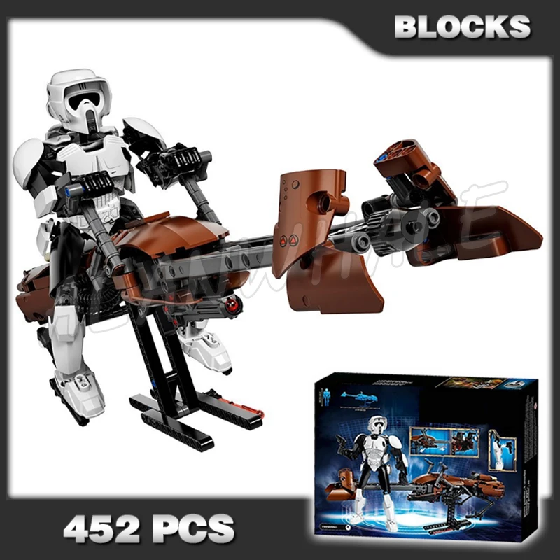 

452 шт. Звездный солдат разведчика и Спидер велосипед Знаковый шлем пружинный шутер 321 строительные блоки для мальчиков совместимы с моделью