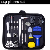 122 149pcs watch repair tool kit has 10 finger cots wristwatch link pin remover case opener spring bar battery replacement