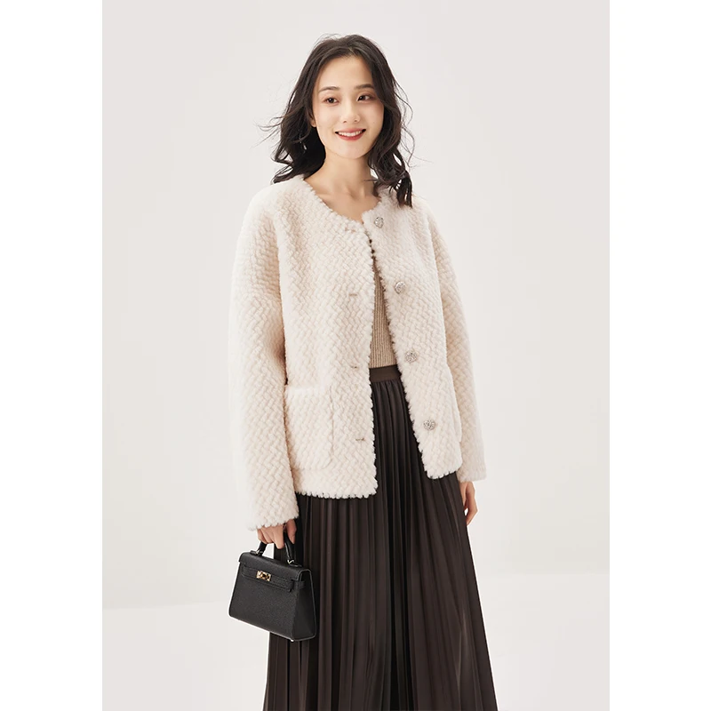 Winter Wool Fur Jacket  Autumn/Winter Single Breasted Thick Warm Fur Casacos Femininos Inverno 2022  Wide-waisted Parka Real Fur