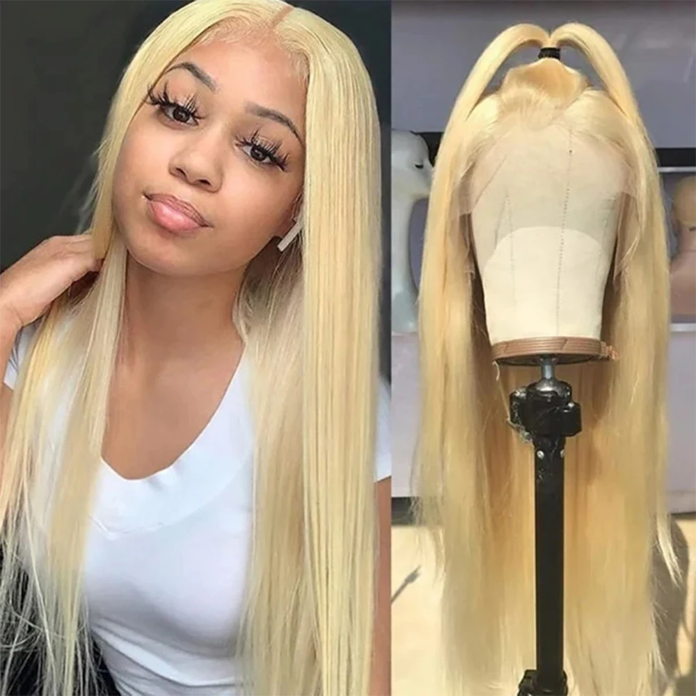 

13x6 Blonde 613 Lace Frontal Wig Pre Plucked Brazilian Remy Transparent 13x4 Lace Front Wig Silky Straight 180% 4x4 Closure Wigs