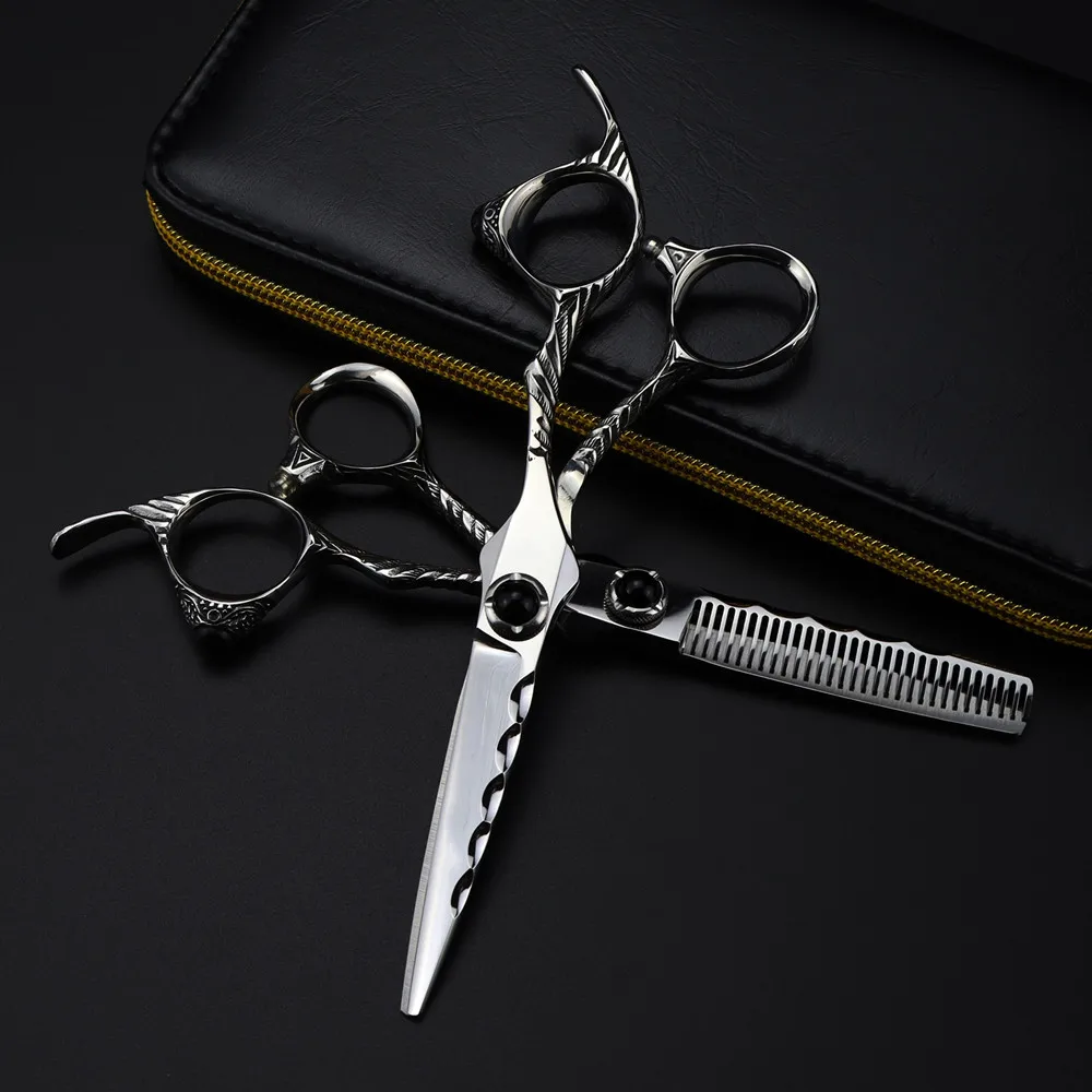 

Professional JP 440c Steel 6 '' Upscale Gem Wave Hair Scissors Haircut Thinning Barber Makas Cutting Shears Hairdresser Scissors